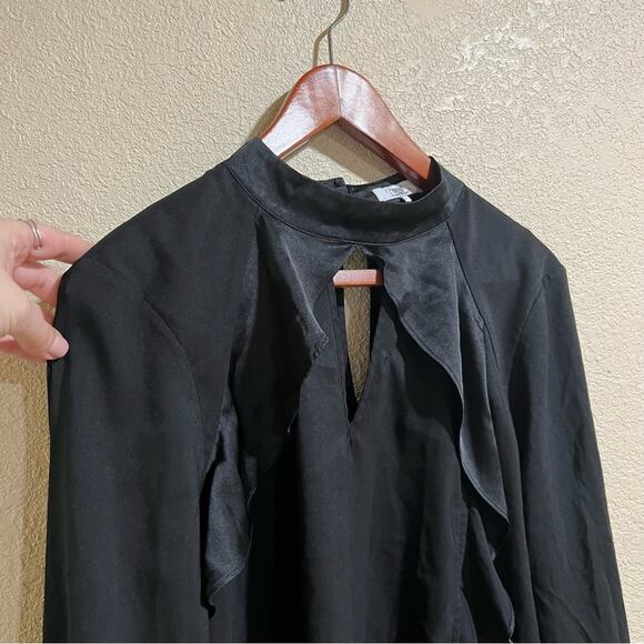Parker black Cianni Cascading Ruffle long sleeve blouse - Picture 4 of 9